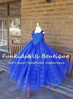 Welcome to Baby/Infants Clothing  by Funkids&Us Boutique Stunning Royal blue Tutu Dress  How Adorable your Little princess be to be wearing this gorgeous  royal blue glittery gown dress is perfect for any occassion, birthday, flower girl or ball party . V- shaped dress featuring a blue glittery sequins tulles that makes the dress stand out !! Dress is made of premium tulle with the touches of  royal blue glittery sequins tulle on the tutu skirt. Crochet bodices is in Royal Blue color embellishme Glittery Gown, Blue Gown Dress, Tutu En Tulle, Tulle Tutu Dress, Blue Tutu, Turquoise Rose, Princess Inspired, Dress Stand, Blue Gown