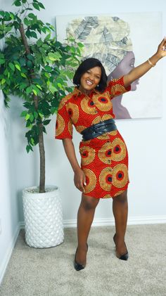 African Clothing for women. Our african print shirt  is perfect for an office day or casual Saturday in town. It is made made out of non-stretchy African fabric are perfect for you in case you are looking for a style idea that is versatile, comfortable, and looks fabulous year-round. Product Details -100% washed African print  cotton  -Button fastening throughout front -Machine wash cold with similar colours -Non-stretchy fabric - Comes with detachable matching belt Please see our measurement gu Casual Printed Shirt Dress, Red Mini Length Shirt Dress, Fitted Half Sleeve Shirt Dress, Printed Shirt Dress For Workwear, Patterned Knee-length Mini Dress, Fitted Printed Shirt Dress For Workwear, Fitted Shirt Dress For Office Wear, Knee-length Shirt Dress For Office Wear, Fitted Red Shirt Dress