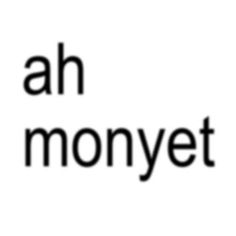 the words ah monyet are in black and white letters on a white background