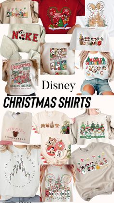 the disney christmas shirts are on display