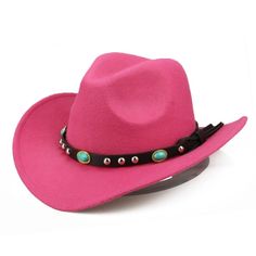 Pink Western Cowboy, Cowgirl Hat, Turquoise Strap, Men Women Retro Wide Brim Animal Figurine Toys, Jp Fashion, Chapeau Cowboy, Cap Hats, Cowgirl Hat, Man Hat, Western Hats, Cowboy Style, Rose Rouge