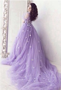 Purple Fitted Gown For Quinceanera, Fitted Purple Gown For Quinceanera, Purple Gown For Quinceanera During Prom Season, Lavender Ball Gown For Quinceanera, Purple Floor-length Ball Gown For Quinceanera, Fitted Purple Dress For Quinceanera, Purple Tulle Gown For Quinceanera, Purple Quinceanera Dress With Sweep Train, Purple Dress With Sweep Train For Quinceanera