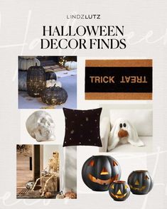 halloween decor finds including pumpkins, jack - o'- lanterns and other decorations