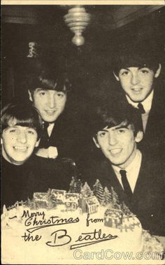 an old photo of the beatles at a party