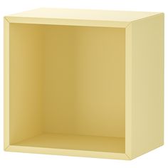 an empty yellow cube shelf on a white background