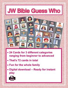 the jw bible guess who card game is available for kids and adults to play