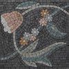 a mosaic with fish and flowers on it