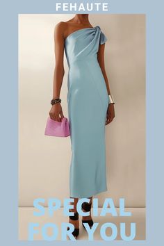 a woman in a blue dress with the words special for you written below her on it