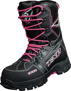 a pair of black and pink snow boots