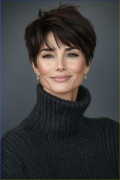 Click for More ➡️ | Save for Later ❤️

This asymmetrical cut is perfect for those wanting to make a statement. The longer front adds drama, while the shorter back keeps it manageable. Try a bold color like deep violet or jet black for an edgy finish. (Short Asymmetrical Cut - Short Haircuts For Women Over 40) Asymmetrical Pixie Edgy, Mom Hairstyles Short, Dark Hair Styles, Face Shape Hair, Haircuts For Women Over 40, Jenner Hair, Asymmetrical Pixie Cuts, Older Women's Hairstyles, Curly Pixie Hairstyles