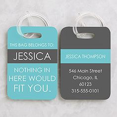 Full Of Wit Personalized Luggage Tag 2 Pc Set Unique Luggage Tags, Tag Quotes, Personalized Office Gifts, Custom Bag Tags, Beach Wedding Decorations Reception, Personalization Mall