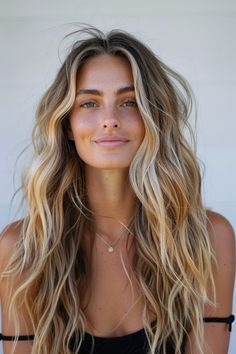 59+ Glorious California Blonde Hair Ideas Natural Brunette With Blonde Hair, Blended Blonde And Brown Hair, Blondette Hair Balayage, Brown Blonde Long Hair, Wavy Blonde Balayage, West Coast Blonde Hair, Natural Look Blonde Hair, Blond Around Face, Lazy Blonde Hair