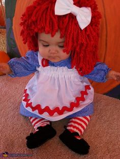 Raggedy Ann Halloween Costume, Raggedy Ann Costume, Old Halloween Costumes, First Halloween Costumes, Girl Halloween Costumes, Foto Newborn, Baby Kostüm, 1st Halloween