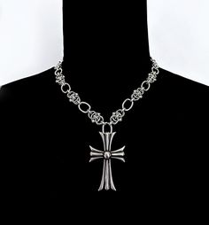 * Stainless Steel Charm & Chain * Includes a 3" extension for adjustability Gothic Metal Cross Necklaces, Gothic Stainless Steel Necklace With Adjustable Chain, Gothic Stainless Steel Cross Necklace, Goth Cross Necklace, Gothic Stainless Steel Nickel-free Necklace, Gothic Crosses, Cross Chain, Trendy Jewelry, Angeles