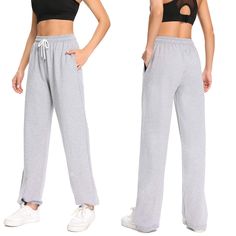 PRICES MAY VARY. Drawstring closure: Relaxed-fit athletic pant in solid tone featuring wide ribbed waistband with adjustable drawcord, perfect for sporting. Sweatpant for Women: Wide leg pants or Tapered sweatpants, it's up to you. Leg opening with elastic, tie the bottom freely. One pair of pants, two ways to wear. high-quality, and long-lasting everyday clothing you can rely on. Relaxing at Home: Breathable Sporty Joggers Track Pants with two pocket, fashion feel and stylish look. Great to pai Tapered Sweatpants, Sweatpants With Pockets, Comfy Sweatpants, Joggers Track Pants, High Waist Yoga Pants, Workout Yoga, Sports Pants, Fashion Joggers, Athletic Pants