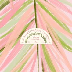 an illustration of a pink and green palm tree