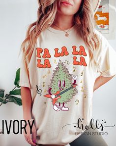 Fa La La Xmas Shirt Retro Comfort Colors Christmas Shirt - Etsy Comfort Colors Tshirt, Christmas Tree Shirt, Christmas Tshirt, Shirts Vintage, Xmas Shirts, Shirt Detail, Mama Shirts, Tree Shirt, Christmas Tees