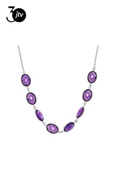 30.15ctw Oval Amethyst Rhodium Over Sterling Silver Necklace. Measures Approximately 0.44"W. Lobster Claw Clasp with 2" Extender. Amethyst Necklace, Sterling Silver Necklace, Purple Amethyst, Lobster Claw, Sterling Silver Necklaces, Silver Necklace, Amethyst, Sterling Silver, Purple