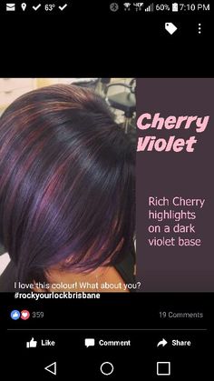 Fall Hair Colors For Fine Hair, New Hair Color Ideas For Brunettes, Cherry Red Hair Color, Rock Your Locks, Cherry Red Hair, Chubby Face, Highlight Ideas, Hair Highlight, Dark Purple Hair