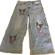 Cute Light Blue Fitted Bottoms, Light Blue Fitted Cute Bottoms, Kuromi Print, Brown Flare Pants, Red Plaid Pants, Brown Flares, Velvet Flare Pants, Checkered Pants, Velvet Flares