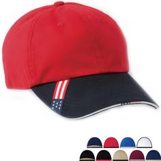 100% brushed cotton twill sandwich cap with 6-panels. Unstructured, two-tone sandwich bill, self-fabric closure with brass buckle and grommet tuck-in. Keep the sun out of your eyes with this comfortable cotton twill cap. Suns Out, Two Tone