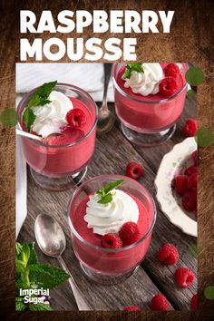 raspberry mousse with whipped cream and fresh berries