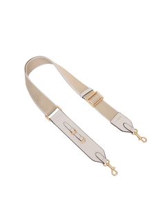 a white strap with gold buckles on it