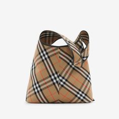 Large Check Shoulder Bag in Sand - Women | Burberry® Official Burberry Shoulder Bag, Luxury Tote Bags, Burberry Vintage, Planet People, Flats Patterns, Twill Weave, Large Shoulder Bags, Sand Beige, Designer Shoulder Bags