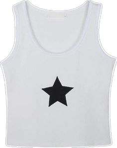 Trendy Star Print Summer Tops, Trendy Star Print Tops For Summer, Fitted Sleeveless Top With Star Print, Trendy Black Top With Star Patch, Trendy Star Patch Tops For Spring, Trendy Tops With Star Patch For Spring, Trendy Spring Tops With Star Patch, Trendy White Tops With Star Print, White Star Print Top For Summer