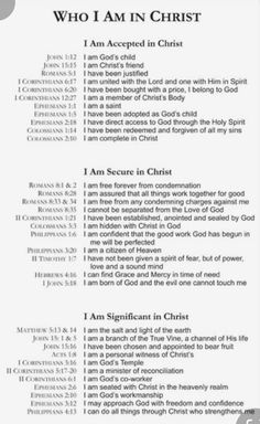 a poster with the words who i am in christ