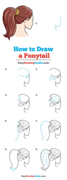 how to draw a ponytail with easy drawing guides for kids and beginners - step by step instructions