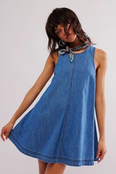 Susie Denim Mini Dress | Free People Denim Patchwork Dress, Denim Dress Style, Denim Inspiration, Denim Maxi Dress, City Dress, Denim Mini Dress, Free People Denim, Patchwork Dress, Denim Mini