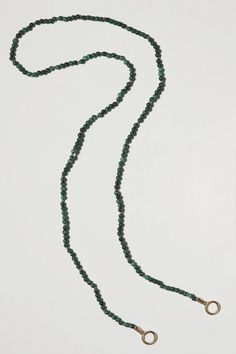 Malachite beads 16" length 14k Gold loops Itty Bitty, Bead Strand, Beaded Necklace, Yellow Gold, Beads, Yellow, Gold