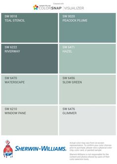 the color scheme for sheryln williams's paint swatches, which are available in