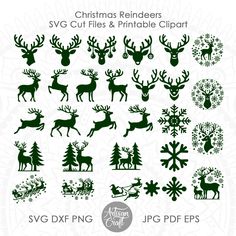 christmas reindeer svg cut files and printable clipart for silhouette, cricut, etc