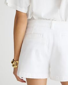 J.Crew: Patch-pocket Denim Short In White For Women Chic Jean Shorts With Pockets, Chic Short Jean Shorts With Pockets, Chic Cotton Jean Shorts, Chic White Bermuda Shorts For Summer, Chic White Cotton Bermuda Shorts, Chic High-waisted Jean Shorts With Pockets, Chic Cotton Jean Shorts With Pockets, White Bermuda Shorts With Pockets For Spring, White Bermuda Shorts With Pockets For Summer