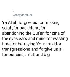 an image of the text that says, ya allaah forgive us for missing salah for