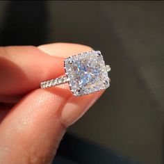 2.0CT Princess Cut Halo Moissanite Diamond Engagement Ring Princess Cut Halo, Princess Cut Moissanite, Moissanite Engagement Ring Halo, Moissanite Engagement Ring Solitaire, Wedding Rings Halo, Beautiful Engagement Rings, Princess Diamond, Halo Diamond Ring, Halo Diamond Engagement Ring