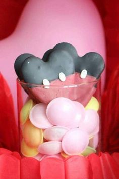 Don't miss this adorable Mickey and Minnie-themed Valentine's Day party! The cookies are so sweet! See more party ideas and share yours at CatchMyParty.com