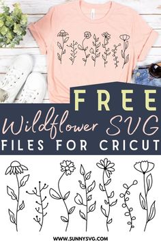 wildflower svg Cricut Projects Easy, Postcard Mockup, Make Your Own Shirt, Cricut Craft Room, Flower Svg