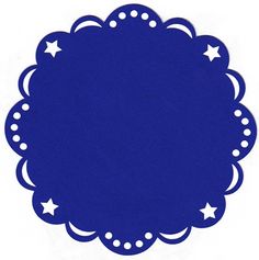 a blue doily with white stars on the edges and an empty space in the center