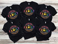 four family t - shirts with the word family printed on them