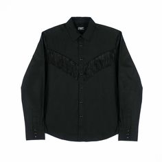 Around Town - Black Fringe Western Shirt | Straight To Hell Apparel Fringe Men, Customize Character, Black Western Shirt, Spooky Western, Gothic Boho, Black Cowboy, Fashion Shirts, Western Wedding, Black Fringe