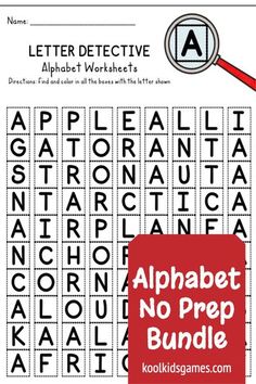 the alphabet worksheet for children to learn how to spell and use it as an activity