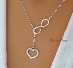 Heart And Infinity, قلادات متدلية, Infinity Charm, Infinity Jewelry, Infinity Heart, Y Necklace, Diy Wire Jewelry, Infinity Necklace, Necklace Heart