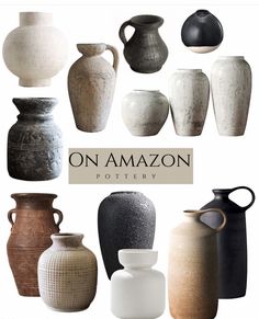 there are many different vases on the cover of this book and it says, on amazon pottery