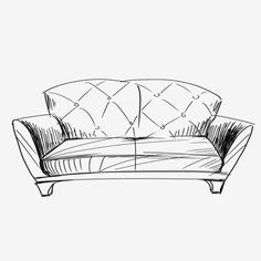 a drawing of a couch on a white background