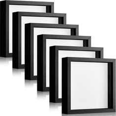 five black and white frames are lined up