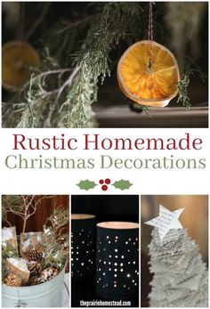 rustic homemade christmas decorations with text overlay