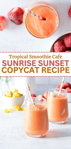 strawberry mango smoothies Tropical Smoothie Cafe, Banana Drinks, Summer Smoothies